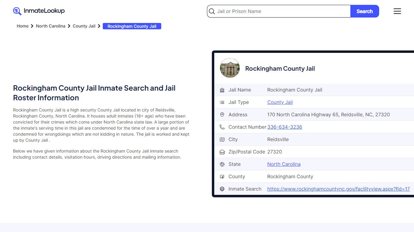Rockingham County Jail (NC) Inmate Search North Carolina - Inmate Lookup